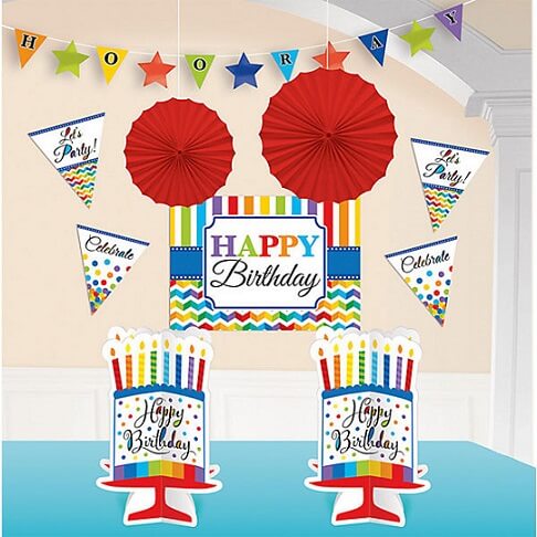 Party Balloon Bright Color Happy Birthday Room Decorating Kit 10Ct.