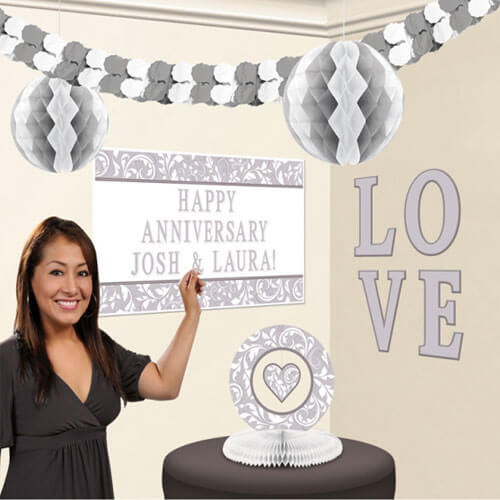 Party Balloon Anniversary Silver Persnolised Room Decoration Kit