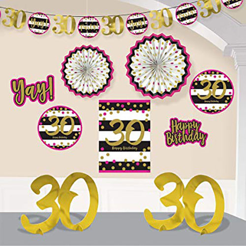 Party Balloon 30th Room Decoration Kit Pink And Gold 