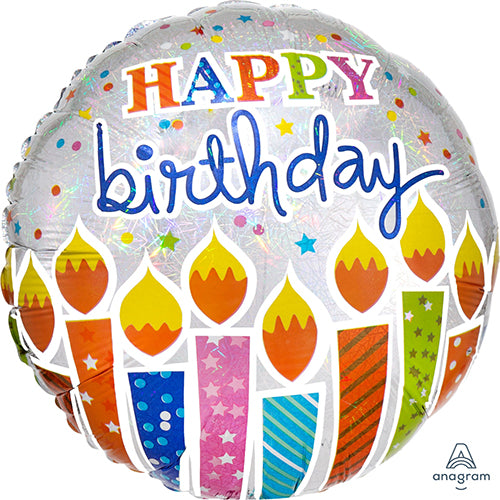 Party Balloon 18CI Holographic Shimmer Birthday Candles S55