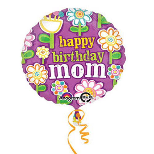 Party Balloon Happy Birthday Mom Floral Foil Balloon