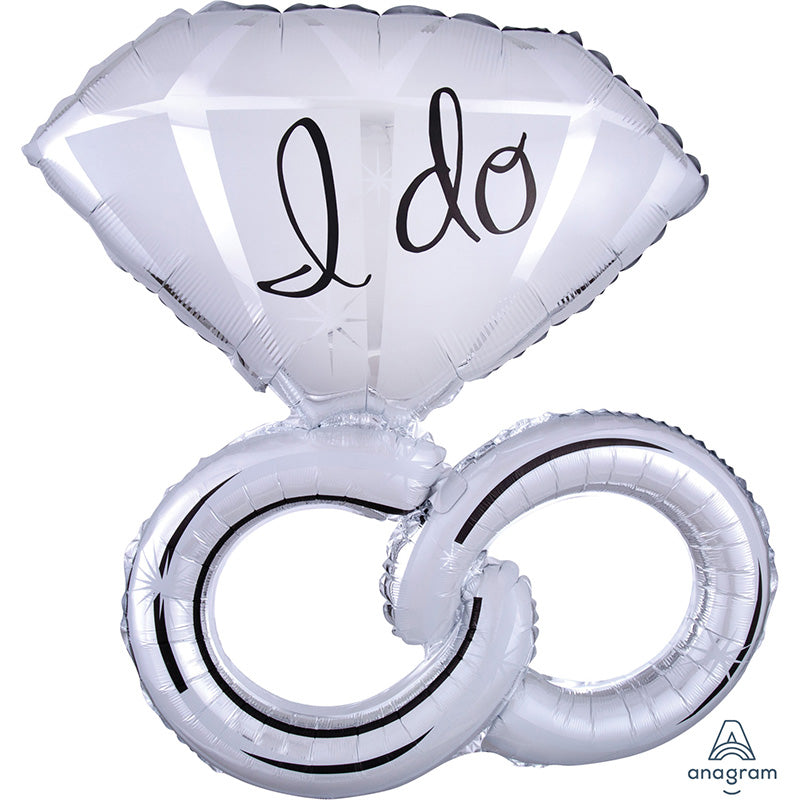 LARGE SHAPE WEDDING RINGS FOIL BALLOON 30" 