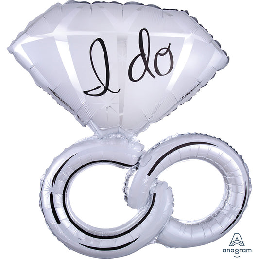 LARGE SHAPE WEDDING RINGS FOIL BALLOON 30" 
