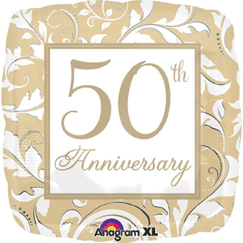 Party Balloon 18" Gold Elegant 50th Anniversary Foil Balloon S40