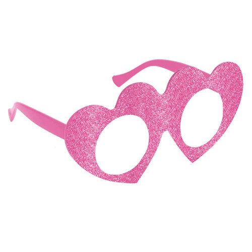 Party Balloon Heart Glasses - Pink Glitter 1Ct.