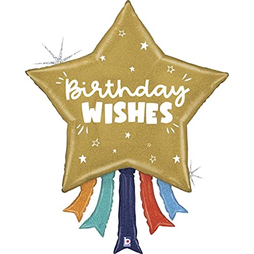 Birthday Wishes gold  Star 18" Foil balloon 