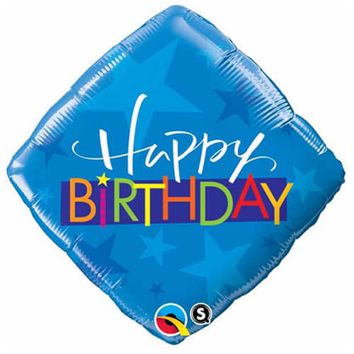 Party Balloons 18" Blue Diamond Birthday  Foil Balloon