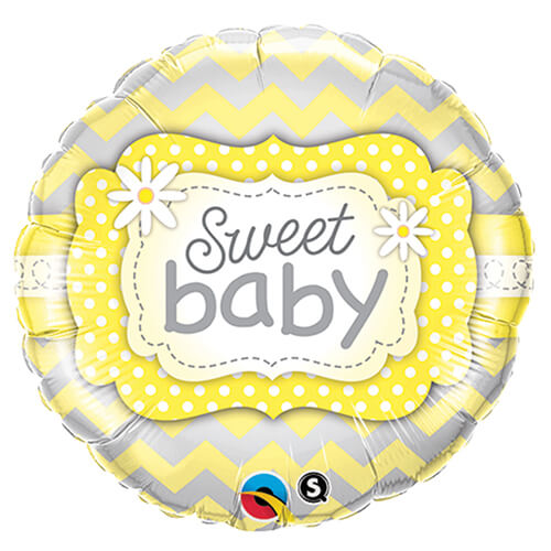 Party Balloons 18" Sweet Baby Yellow Patterns Foil Balloon