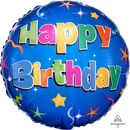 Party Balloon 18CI Hx Happy Birthday Stars S40