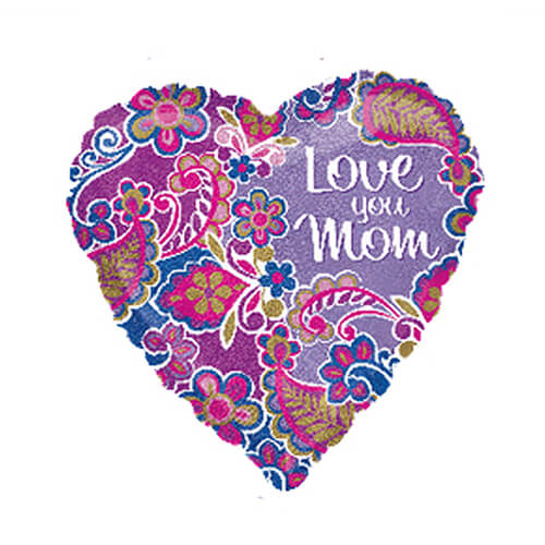 Party Balloon 18" Love You Mom Purple Foil Balloon S60