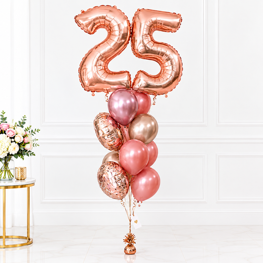 25th Birthday Girl Rose Gold balloons Bouquet