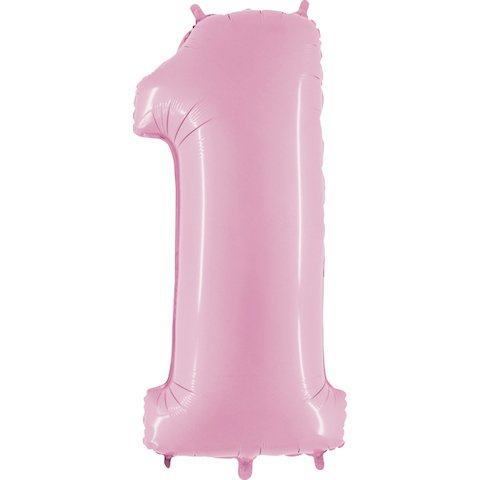 26" Pastel pink  Number (1) Foil Balloon 