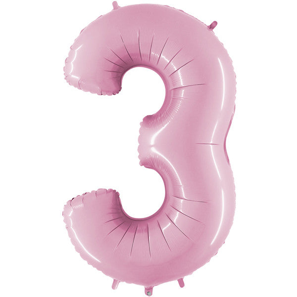 26" Pastel Pink  Number (3) Foil balloon 