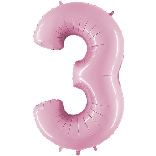 26" Pastel Pink  Number (3) Foil balloon 
