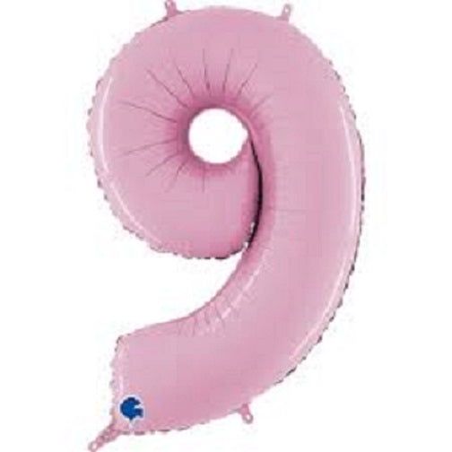 26" Pastel Pink  Number (9) Foil balloon 