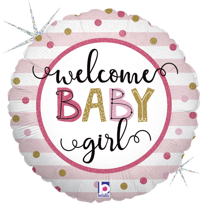 Welcome baby girl 18" Foil Balloon 
