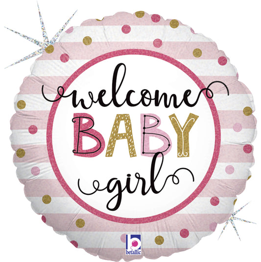 Welcome baby girl 18" Foil Balloon 