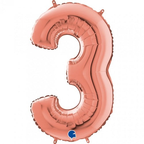 Party Balloon Rose Gold 26" Number(3) Foil Balloon 