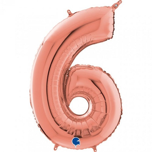 Party Balloon Rose Gold 26" Number (6) Foil balloon 