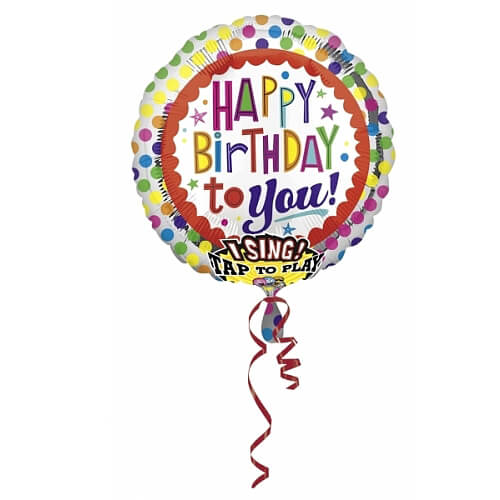 Party Balloon 28" Happy Birthday To You Dots (Sing-A-Tune) Foil Balloon P60