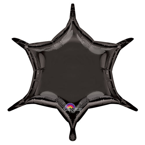 Party Balloon  Black 6-Point Star Foil Balloon 36"