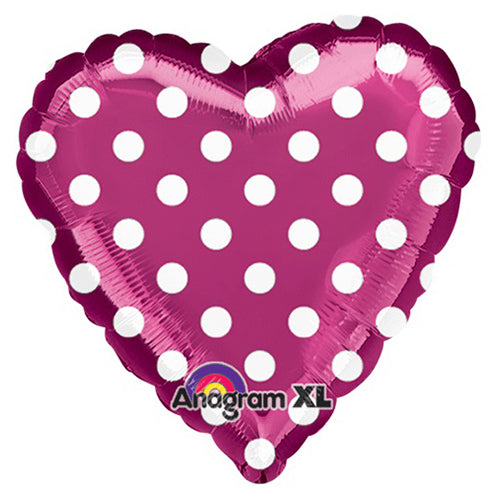 Party Balloons 18"Fuchsia and Polka Dots Foil Balloon S30