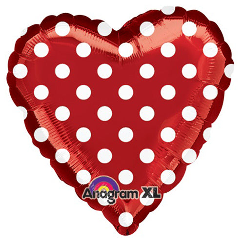 Party Balloons 18" Red and Polka Dots Foil Balloon S30