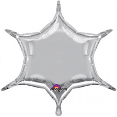 Party Balloon Silver 6-Point Star Foil Balloon 36" 