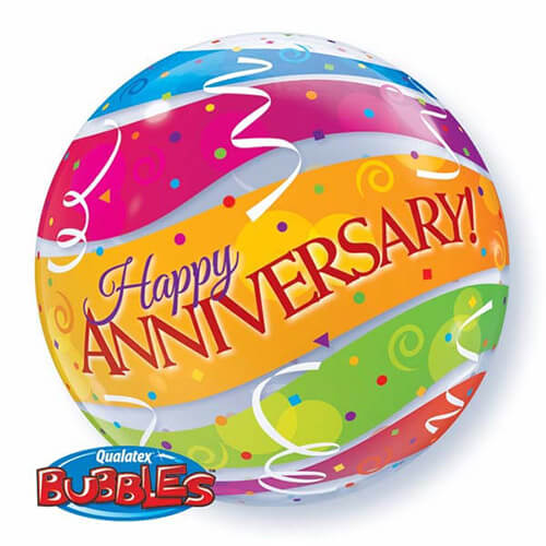 Balloons Party Celebrate 22" Anniversary Colorful Bands Bubble Balloon