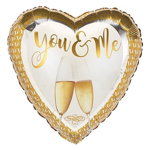 You And Me Gold Heart 18" Foil Balloon 