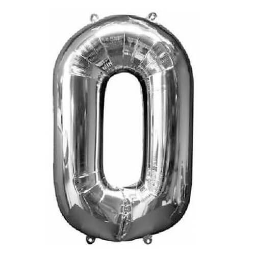 Party Balloons 0 Silver Super shape L34 Foil Balloon