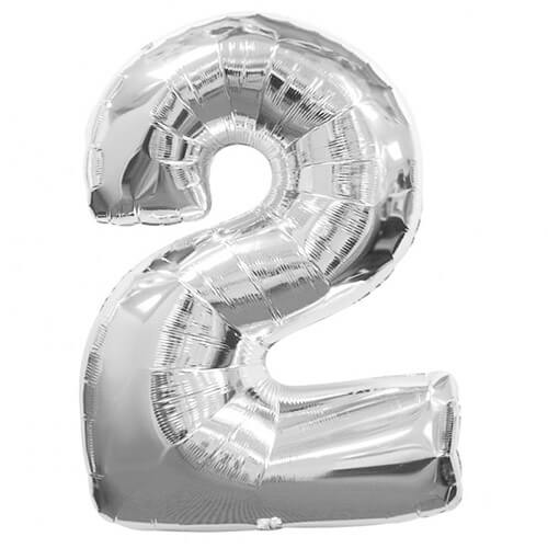 Party Balloons Number( 2) Silver 40" Foil Balloon 