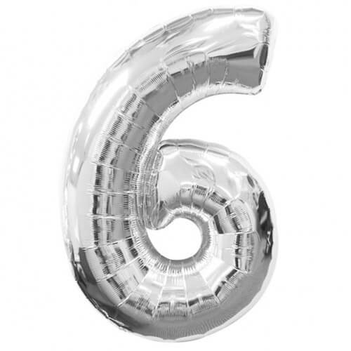 Party Balloons  Number (6) silver 40" Foil balloon 