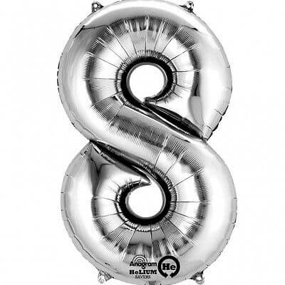 Party Balloons Number (8) Silver 33" Foil Balloon 