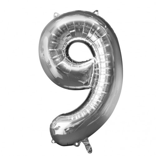 Party Balloons 9 Silver Super Shape Foil Balloon 34" 