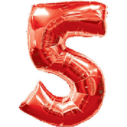 Party Balloons 5 Red Super Shape Foil Balloon L34