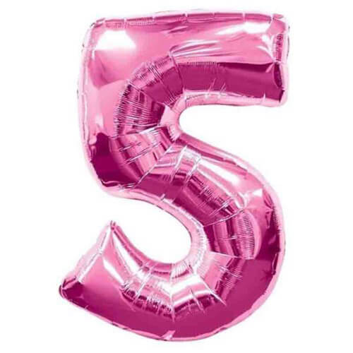 Party Balloons 5 Pink Super Shape Foil Balloon L34