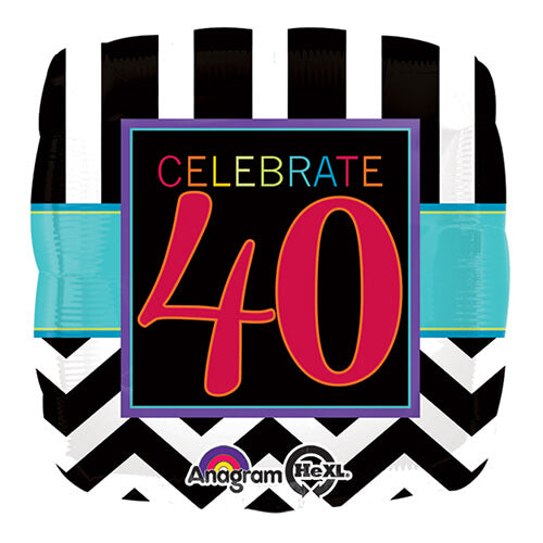 Party Balloon 18" 40th Birthday Celebration Foil Balloon S40