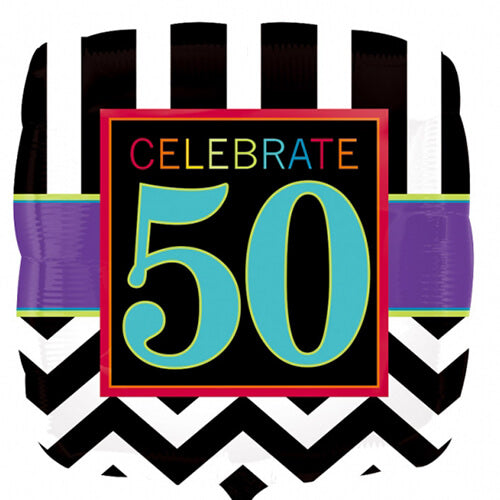 Party Balloon 18" 50th Birthday Celebration Foil Balloon S40