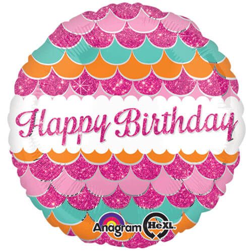 Party Balloon Pink Sparkle Happy Birthday Foil Balloon
