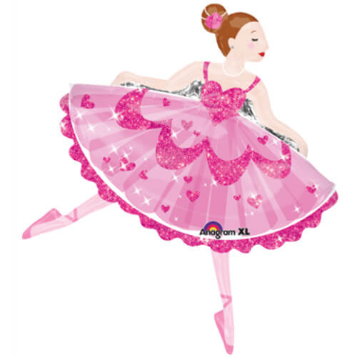 Party Balloon 88cm Pink Sparkle Ballerina Foil Balloon P35