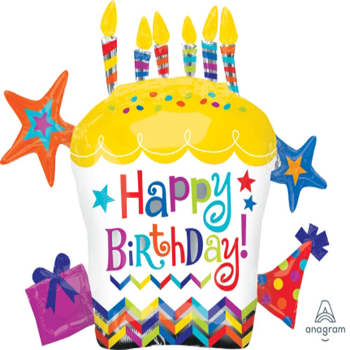 Party Balloon Large Shape Xl Happy Bday Cupcake Star P40
