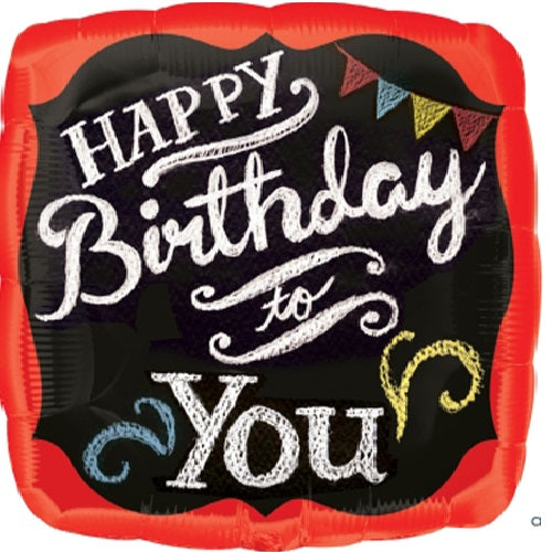 Party Balloons 18" Chalkboard Happy Birthday S40
