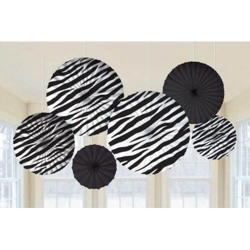 Party Balloon Zebra Printed Paper Fan Decoration 