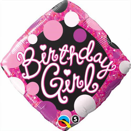 Party Balloon 18" Birthday Girl Pink &amp; Black Foil Balloon