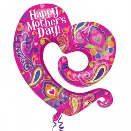 Party Balloon Mother'S Day Swirly Open Heart Foil Balloon