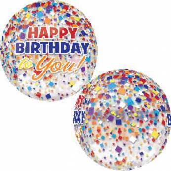 Party Balloons 16" Orbz Happy Birthday Clear Confetti Foil Balloon G20