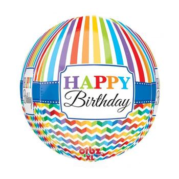 Party Balloons 16" Orbz Bright Stripe &amp; Chevron Foil Balloon G20