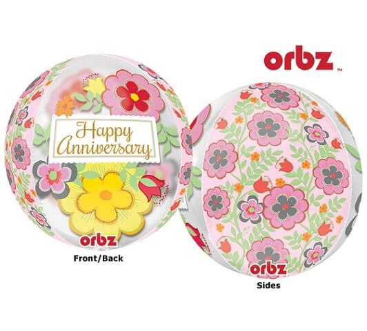 Balloons Party Celebrate Orbz Flowery Anniversary Foil Balloon G20