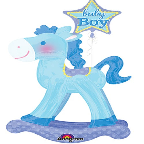 Party Balloon Airwalker Rocking Horse Foil Balloon Baby  Boy 50" 